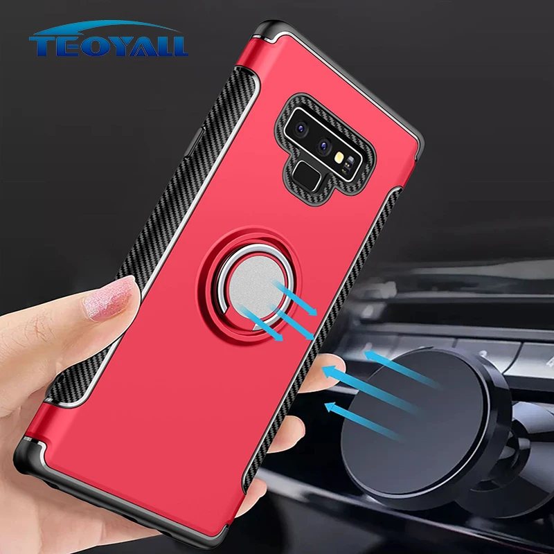 

Ring Adsorption Cases for Samsung Galaxy Note 9 Case Kickstand note9 Luxury Plastic Armor Silicone Shockproof Protecter Fundas