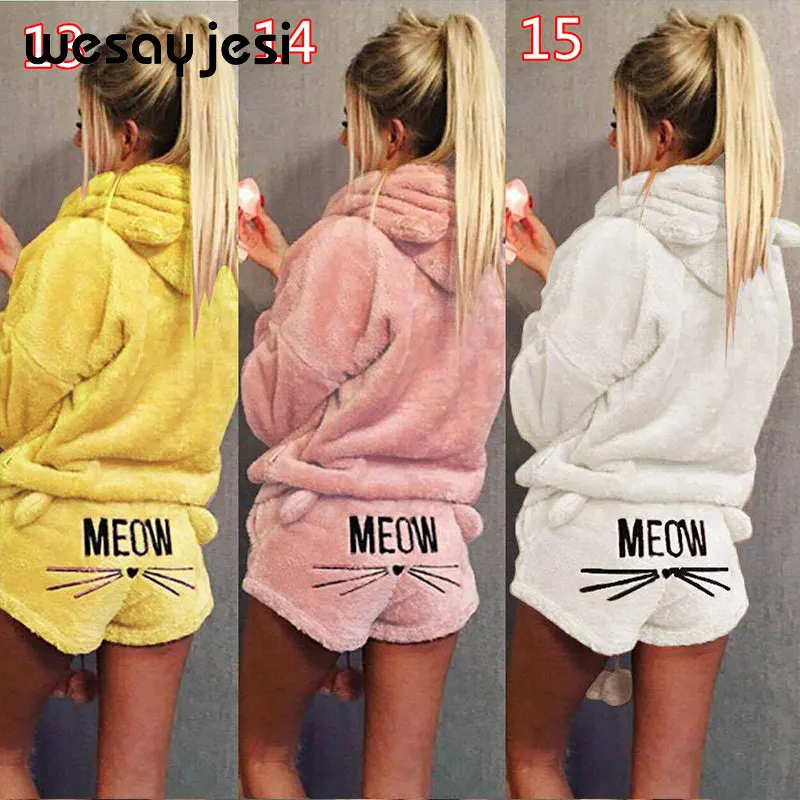 Sports Suit Female Women tracksuit Plus Size 5XL Winter Warm Pajamas Two Piece Set Sleepwear Cute Cat Meow Pattern Hoodies Sports Suit Female Women tracksuit Plus Size 5XL Winter Warm Pajamas Two Piece Set Sleepwear Cute Cat Meow Pattern Hoodies