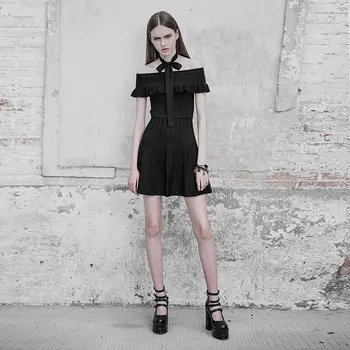 

PUNK RAVE Women Summer Off Shoulder Lotus Leaf Ice Silk Dresses Fashion Girls Sexy Elegant Evening Party Mini Dresses