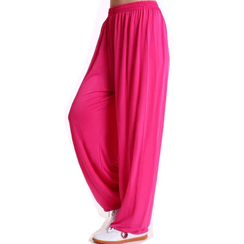 Billig Eis seide Kampfkunst Tai Chi Yoga Hosen Akrobatik Hosen Kung Fu Cropped Hosen Fitness Dance Lauf Hosen Männer Frauen