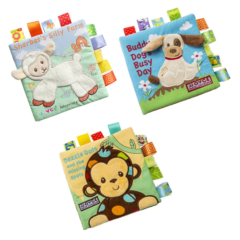 

Animal style monkey / sheep / dog newborn baby toys learning education children cloth book cute baby baby fabric book rattle t
