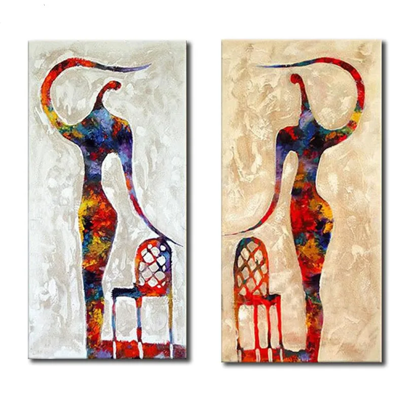 

2 pcs Hand Painted abtract figure Oil Painting On Canvas Hang Picture wall art Painting For Living Room bedroom Wall Decoration