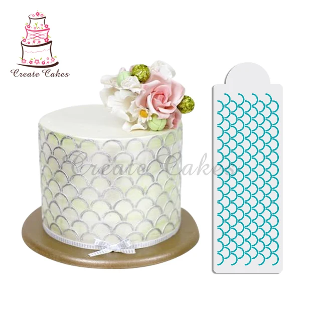 scalloped print cake stencil for cake design plastic stencil for