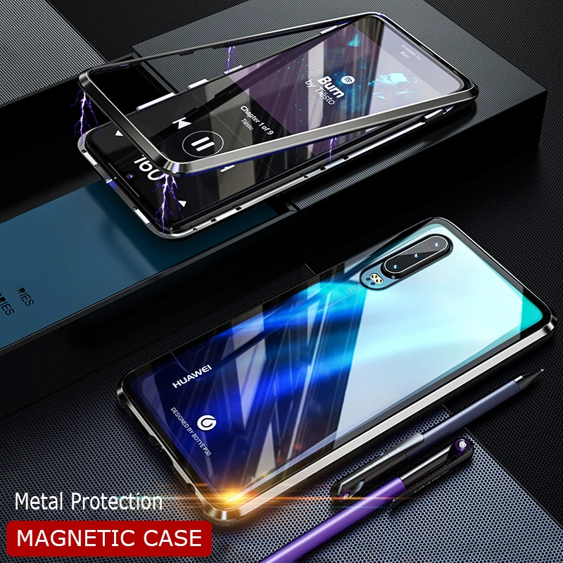 

Luxury Magnet Adsorption Metal Bumper Phone Case For Huawei P30 Pro P30 Lite Shockproof Cover Case For P 30 P30Lite Case Coque