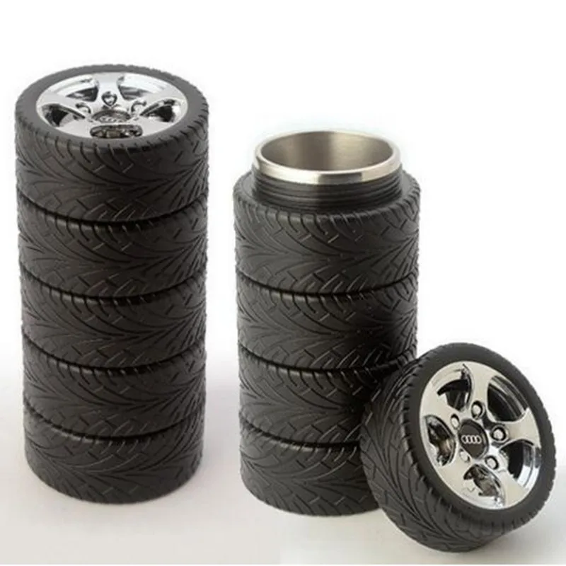

300ml Personality Tire Stainless Steel Vacuum Leak Proof Coffee Mug Cups Insulated Tumbler Car Wheel Cup, Gift for Boyfriend