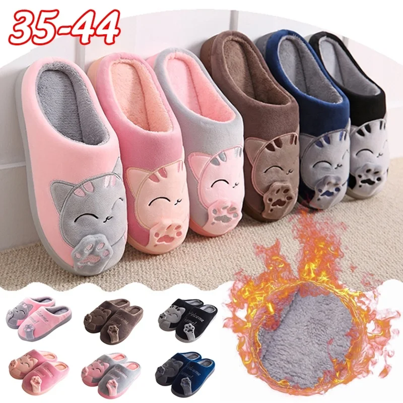 

DAFENP Winter Home Slippers Cartoon Cat Women Shoes woman Soft Winter Warm House Slippers Indoor Lovers Couples zapatos de mujer