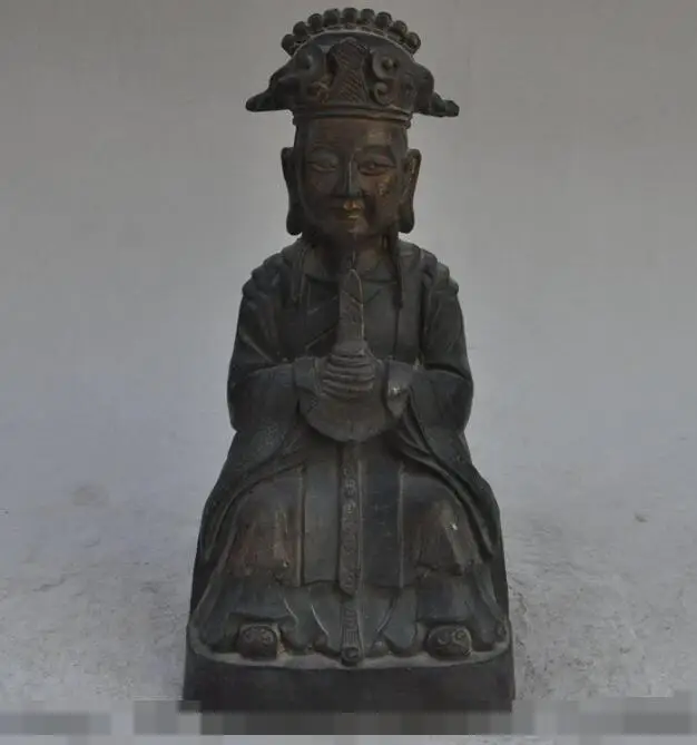 

S4858 10"old chinese pure bronze seat Jambhala God of wealth Mammon lucky rich statue discount 30% (C0324)