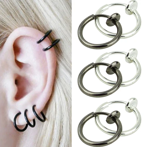 

Hoop Boby Clip Nose Lip Ear Rings Piercing Punk Style Goth Septum for Men 4TQ3