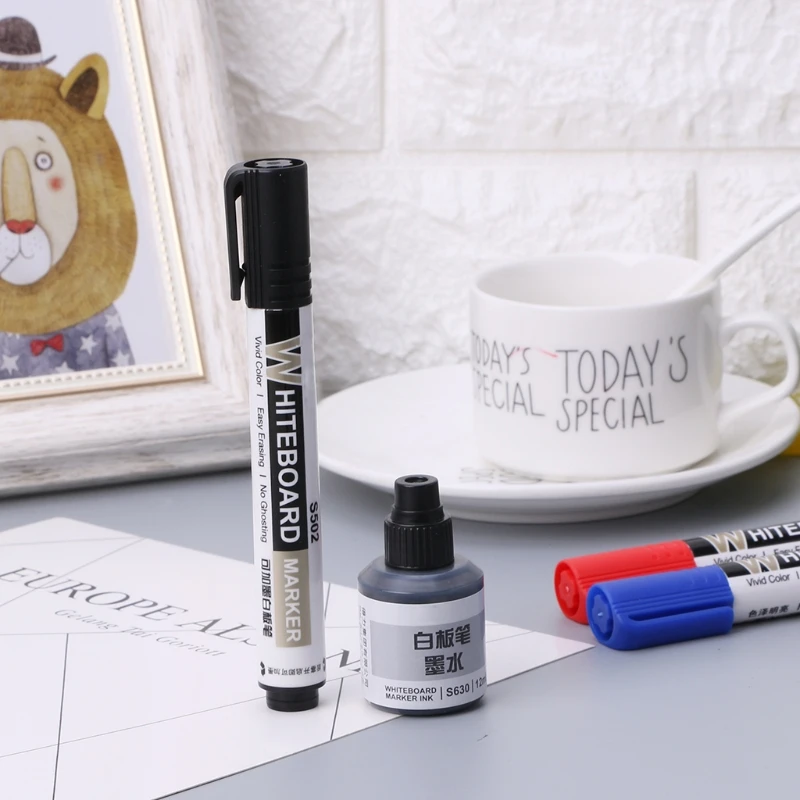 1Pc Whiteboard Marker Pen Erasable Dry-Erase Sign Ink Refillable Office Supplies