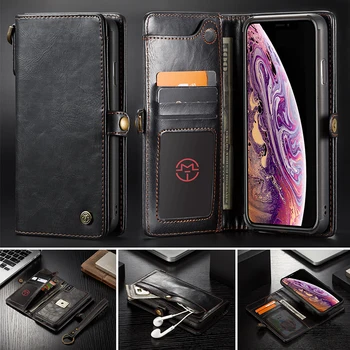 

Original Brand CaseMe Luxury Multifunctional Strap Leather Flip Case For iPhone X XR XS XS MAX Magnet Detachable Back Cover Case