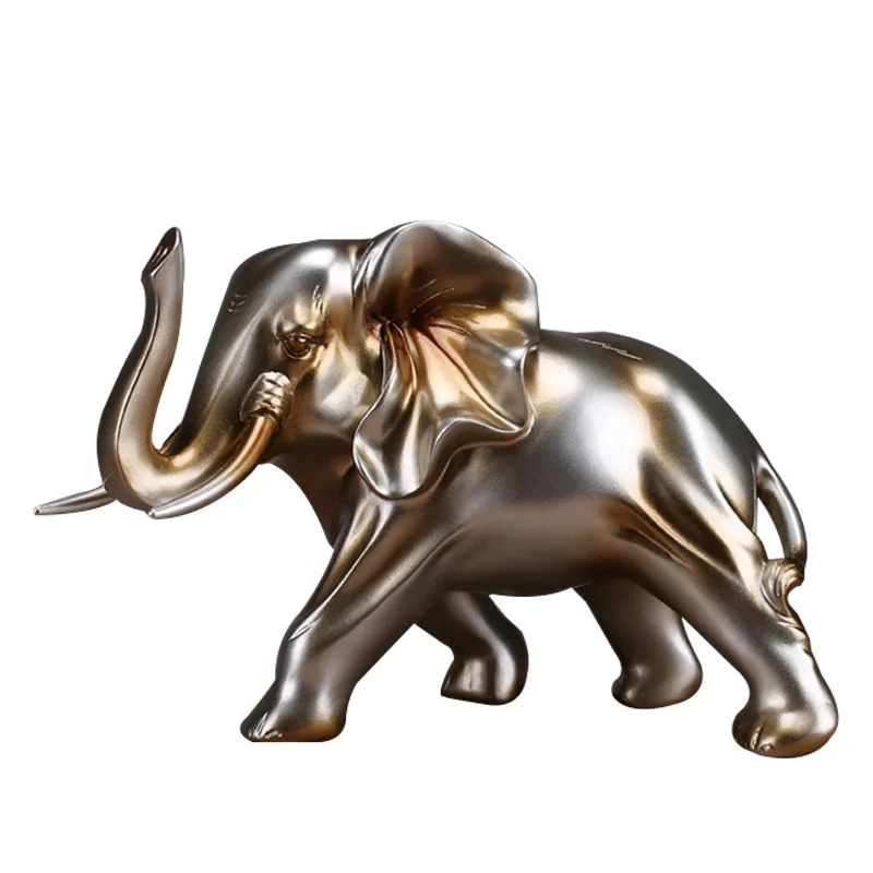 

European Lucky Couple Elephants Miniatures Ornaments Antique Elephant Figurines Resin Crafts Housewarming Gifts Home Decoration