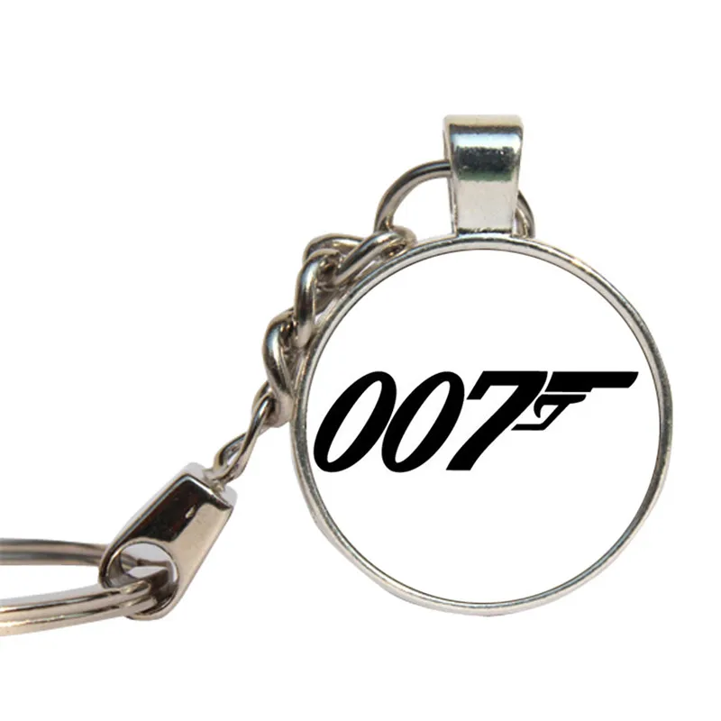 James Bond 007 Movie Keychain Glass Cabochon Gifts For Men Key Ring