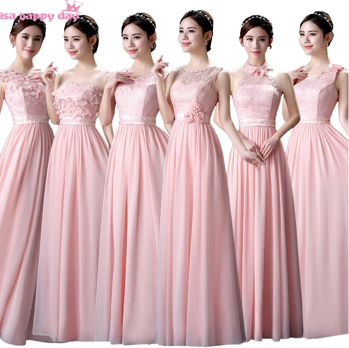 pastel pink bridesmaid modest gown bride dress bridesmaids sister of the bride long dresses for