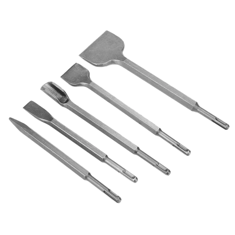 

5Pcs Rotary Hammer Chisel Bit Different Type Sds Plus Bits Chisel Set For Electric Rotary Hammer
