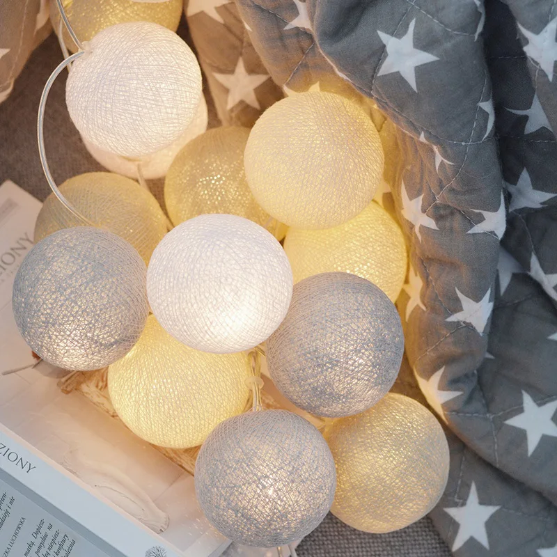 

LAIDEYI 2M 20 LED Cotton Ball String Lights Battery Powered Outdoor Lighting For Christmas Party Luminaria Wedding Decoration