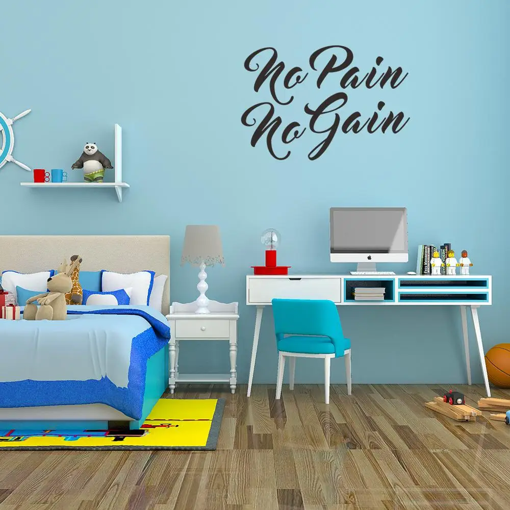 

No Pain No Gain Wall Sticker Quotes Home Decor Removable Wall Decal Sofa Background Wall Decor Living Room House Decoration
