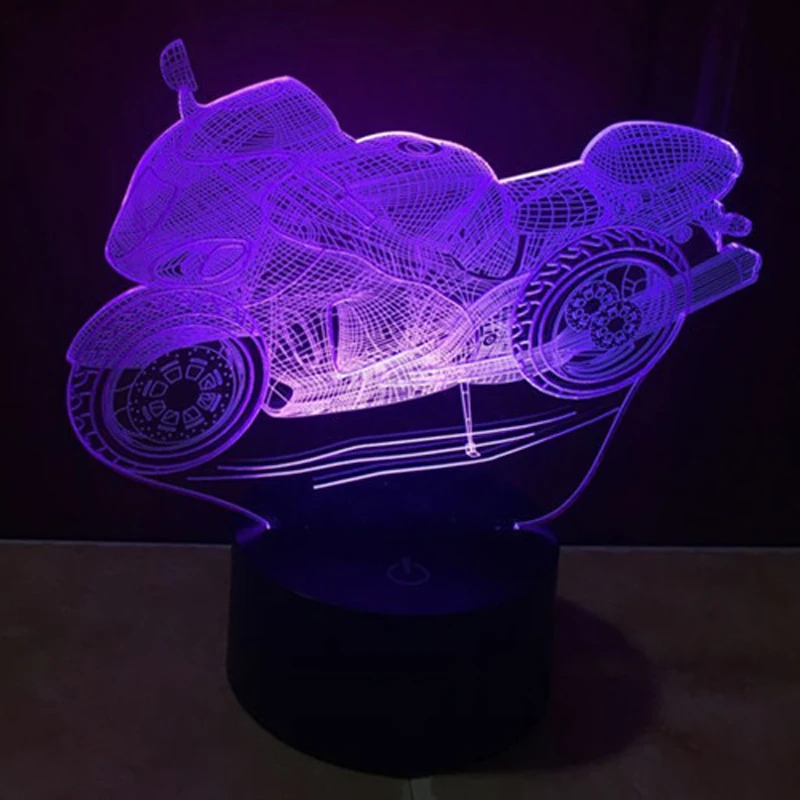 Motorcycl 3D ночник переменчивое настроение лампа светодио дный 7 цветов USB 3D Иллюзия Настольная лампа для дома декоративные как детские игрушки подарок