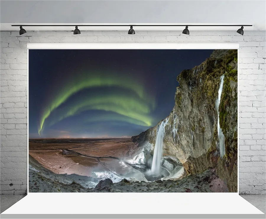 Laeacco Aurora Звездная ночь водопад дикие Живописные фоны для фотосъемки виниловый