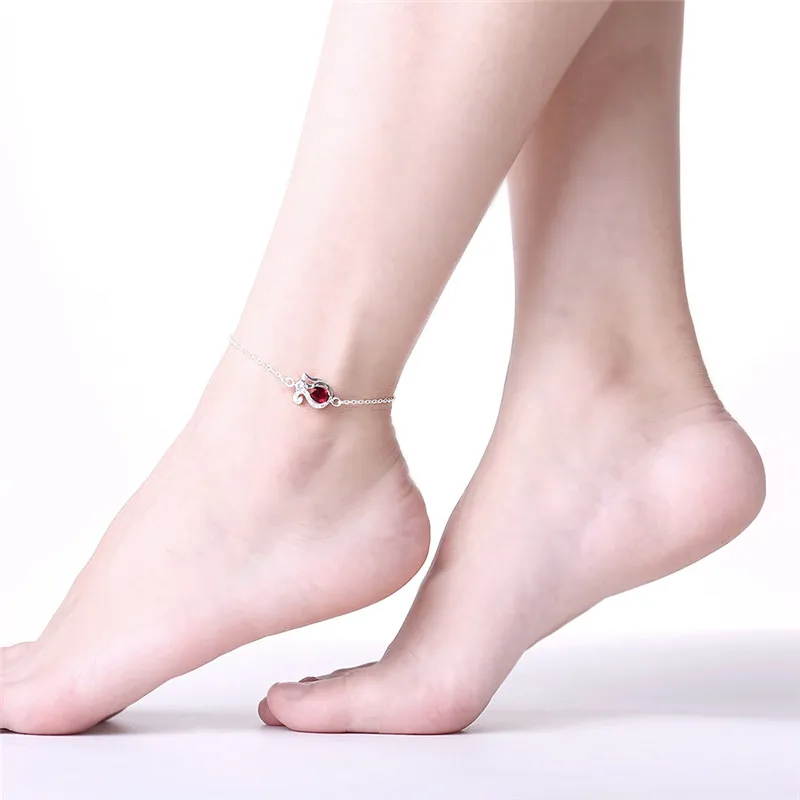 Fashion Sexy Ankle Bracelet Female Silver Chain Crystal Glass Flower