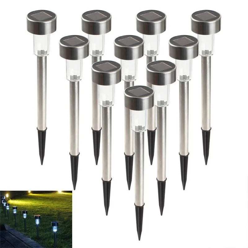

10pcs Solar panel LED Spike Spot Light Spotlight Landscape Garden Yard Path Lawn Solar Lamps Outdoor Grounding Sun Light