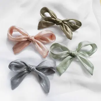 

1pcs Korea Fashion Solid Color Lace Bowknot Hair Clips Pink Yarn Big Bow Hairpins Women Girls Hair Accessories
