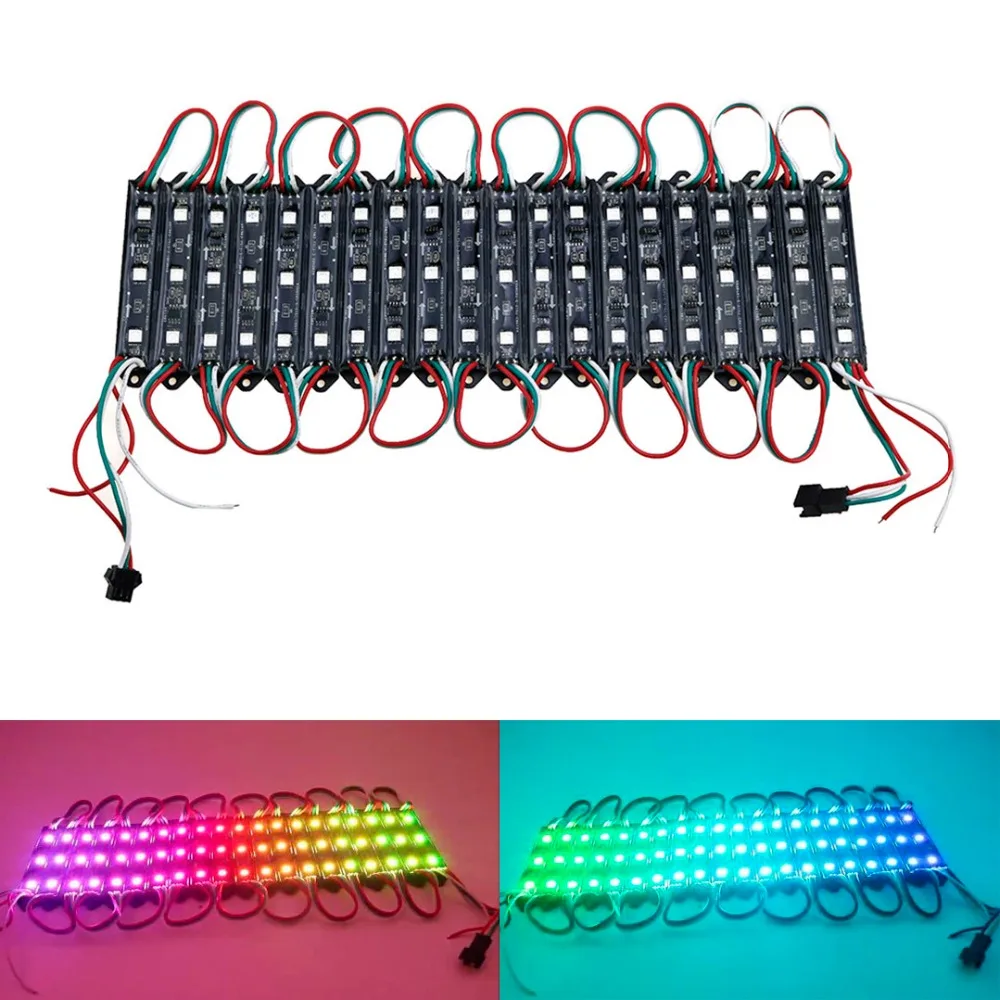 DC 12 В 20 шт. Светодиодный модуль WS2811 DMX 3 светодиодный SMD5050 RGB Водонепроницаемый светодиодный пиксель цифровой свет Матрица черный/белый доска IL0