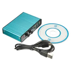 Внешняя звуковая карта USB 6 Channel 5,1 Audio S/PDIF оптическая Звуковая карта для ПК светло-голубой