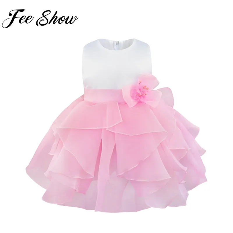 

FEESHOW High Quality Flower Girl Dress Infant Babys Sleeveless Organza Tutu Princess Birthday Party Baptism Dress Princess Dress