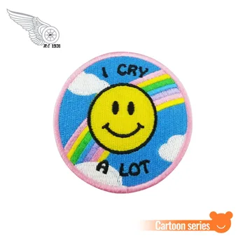 

I Cry A Lot Patches Biker Vest Rider Embroidered Iron On Back of Jacket Mini Patch Black twill fabric Free Shipping DIY Custom