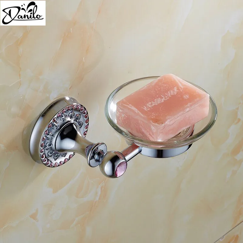 Free Shipping Crystal & Brass & Glass Bathroom Accessories Soap Dishes