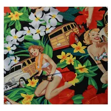 BZ29 100*140 см черный ретро бикини девушка печатных твил хлопчатобумажная ткань поплин Винтаж DIY лоскутное шитье ткань для женская одежда