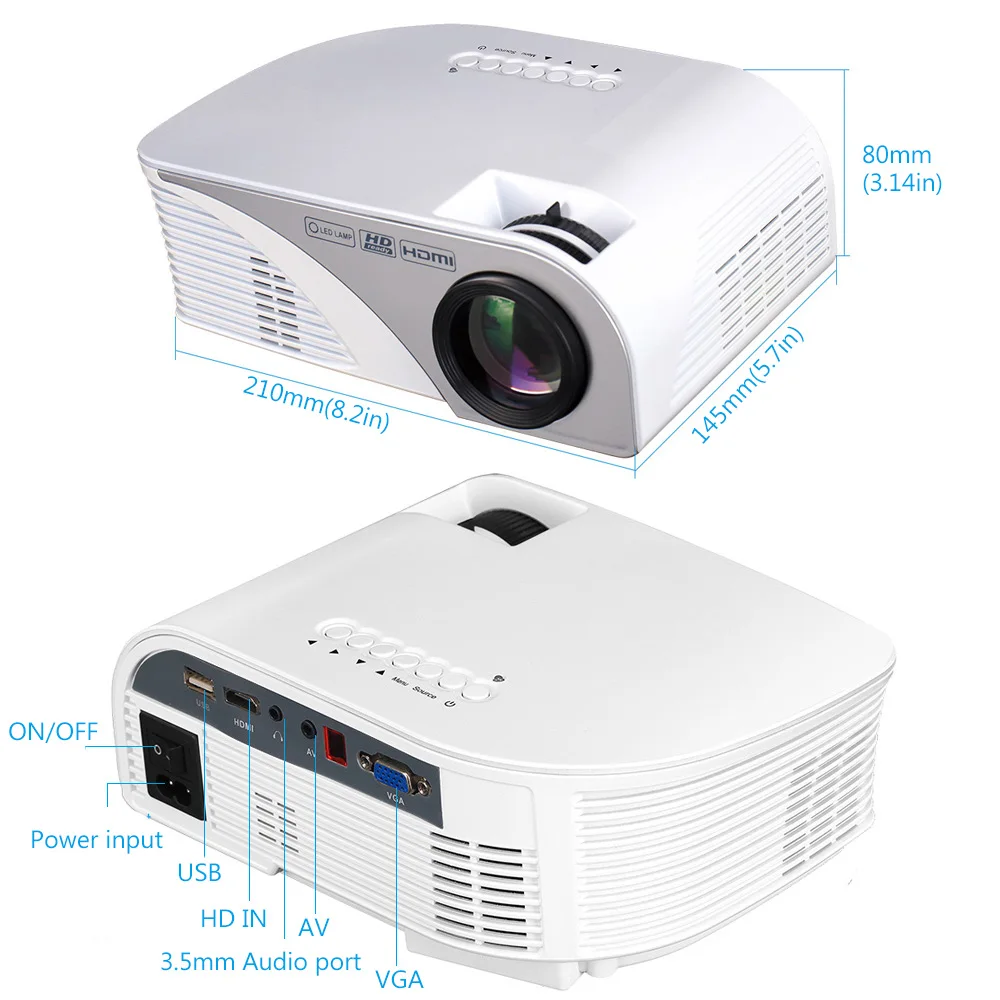 Проектор Rigal RD805B светодиодный мини проектор 1200 люмен Wi Fi 1080 P 3D для домашнего