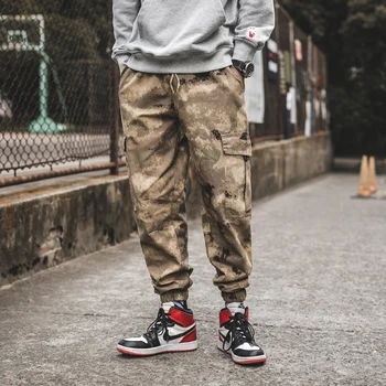 

Spring Fashion Men Cargo Pants Loose Elastic Waist Male Easy Wash Camouflage Cargo Trousers Drawstring Cotton Casual Pants M-5XL
