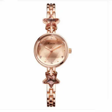 Женские кварцевые часы со звездами, маленькие женские наручные часы с браслетом, модные элегантные нарядные часы Relojes Mujer с подарочной коробкой - Цвет: gold