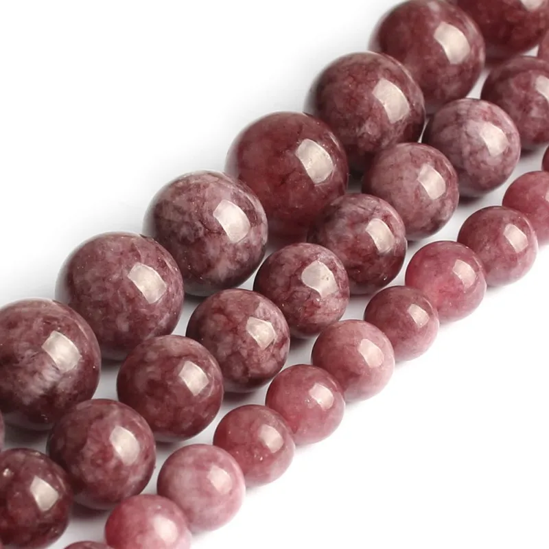 

Wholesale Natural Stone Beads Lepidolite Round Loose Gem Beads For Jewelry Making DIY Charm Bracelet Necklace 4 6 8 10 12mm 15''
