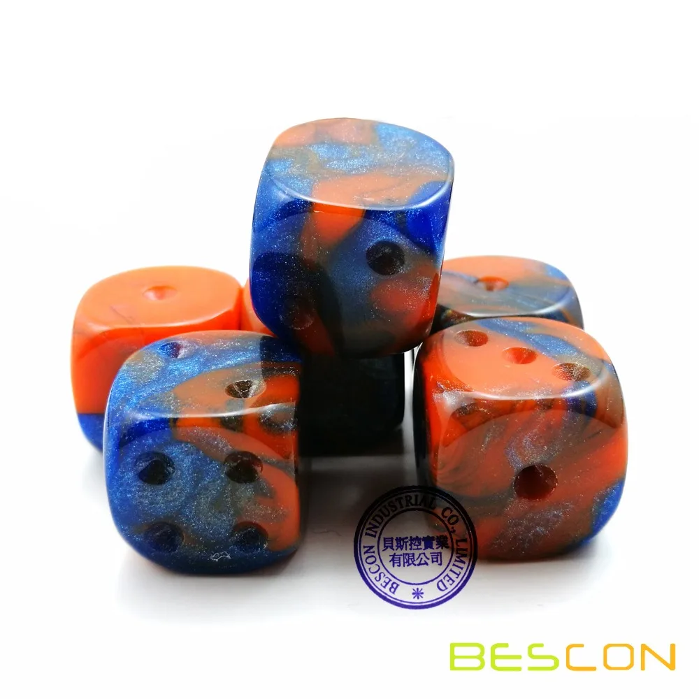 Bescon неокрашенные Близнецы 16 мм игровые кости с пустой 6-й стороной, 3 разных цвета набор из 18 шт, двухцветные кости