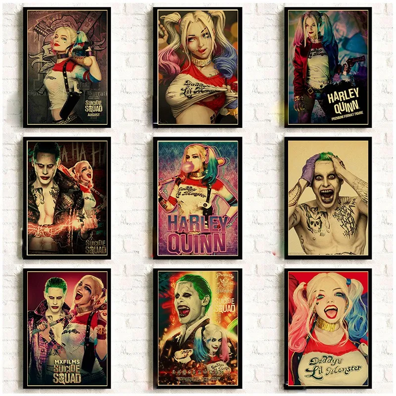 

Suicide Squad Retro Poster Harley Quinn and The Joker Good Printed Art Poster Vintage Kraft Paper Bar Home Decor Painting