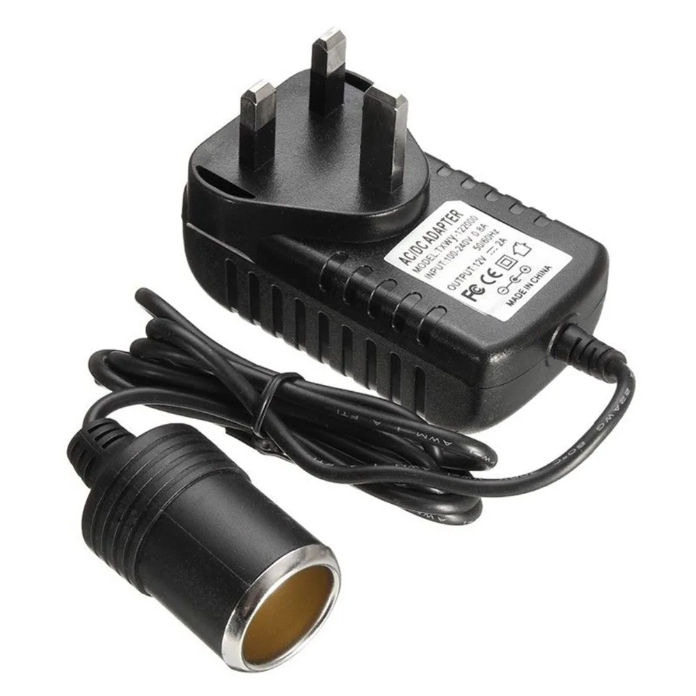 

240V Mains Plug to 12V Socket Adapter Converter Car Cigarette Lighter 2A AC DC EU UK US Plug Universal Car Cigarette Lighters