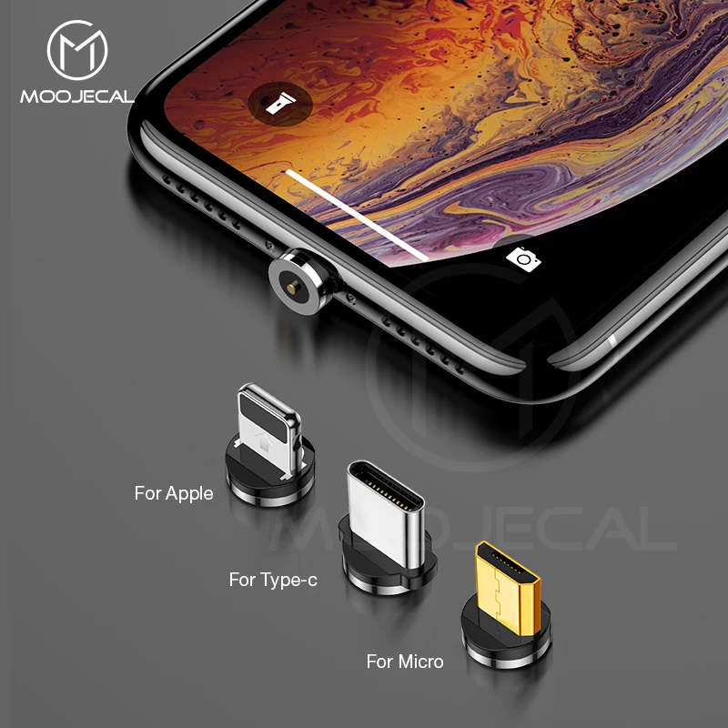 MOOJECAL светодиодный магнитный USB кабель для iPhone Xs Max 8 7 6 Plus usb type C кабель Micro USB кабель для samsung Xiaomi huawei USB C