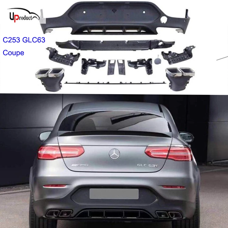 

Rear diffuser GLC C253 coupe rear diffuser with muffler tips PP material 2017~2019