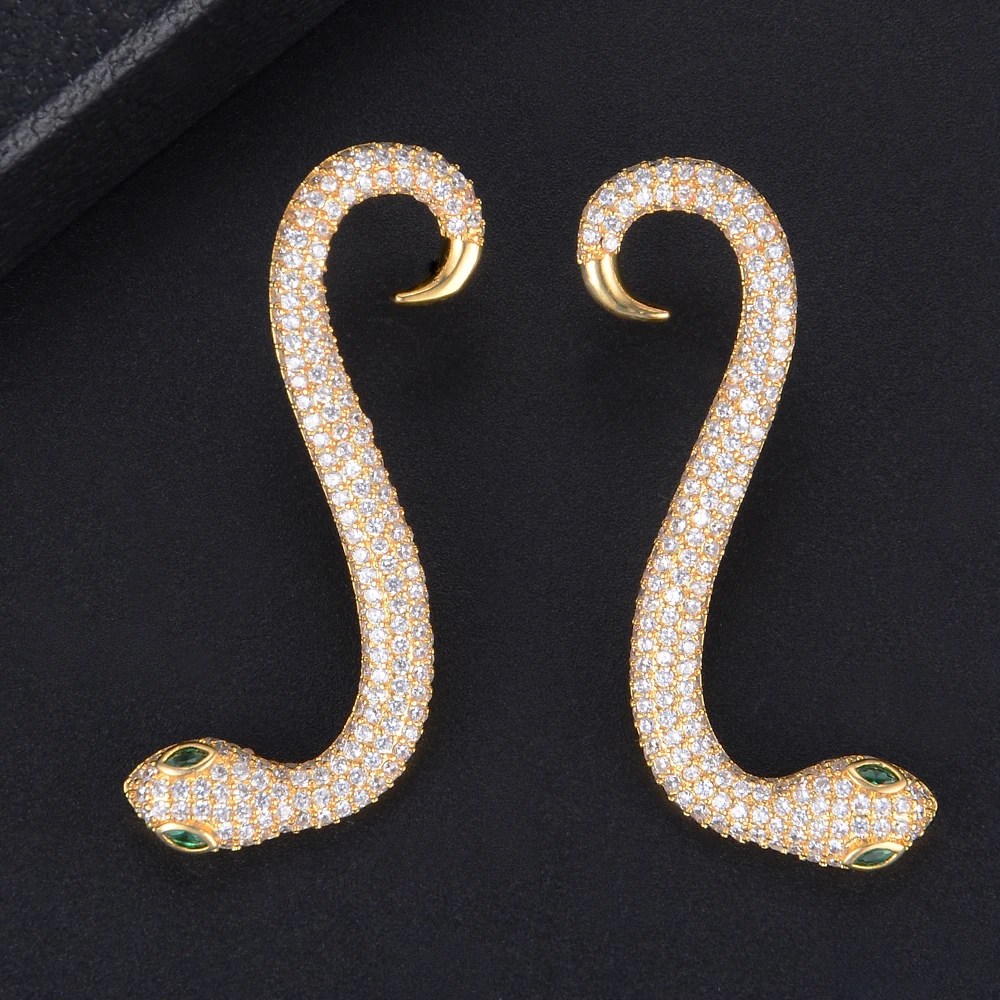 Уникальный Ползучая змея Форма ААА полный серьги с цирконием кубической огранки для Для женщин девочек вечерние носить