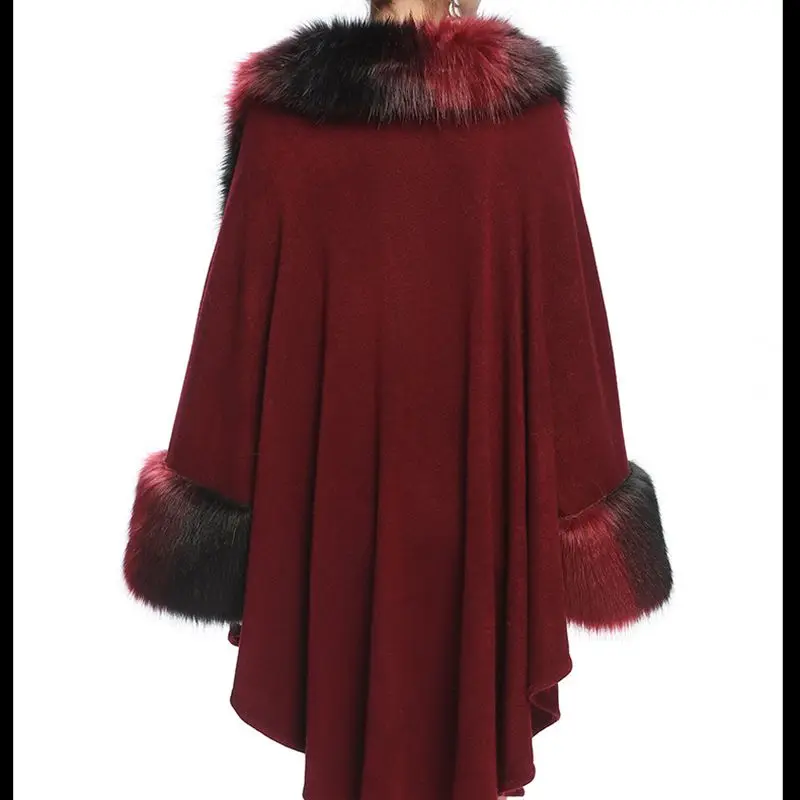 Mi Col Femmes Mode 2018 Renard Nouveau Automne Veste De Survêtement khaki Faux Fourrure Black long Casual Hiver red Tricots Style Taille Nzyd962 Manteau CxedrBo