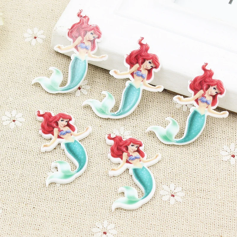 Kawaii Мультфильм плоское заднее украшение из смолы маленькая Русалочка Ариэль