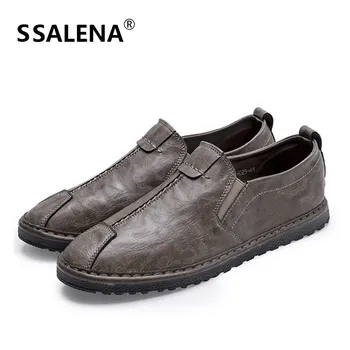 

Men Handmade Casual Fashion Shoes Male Slip On Lightweight Flat Shoes Men Vintage Soft Rubber Sole Loafers Shoes AA60679