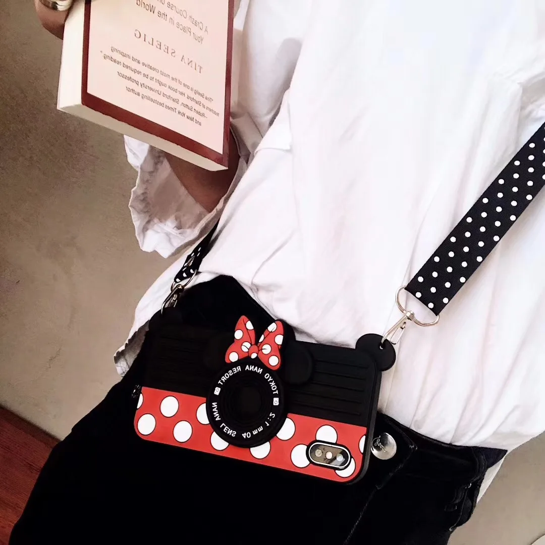 

Cute 3D Cartoon Cute Minnie Camera Case for iPhone 7 8 6 6S Plus X XS MAX XR Fundas Soft Silicone Cover Phone Cases