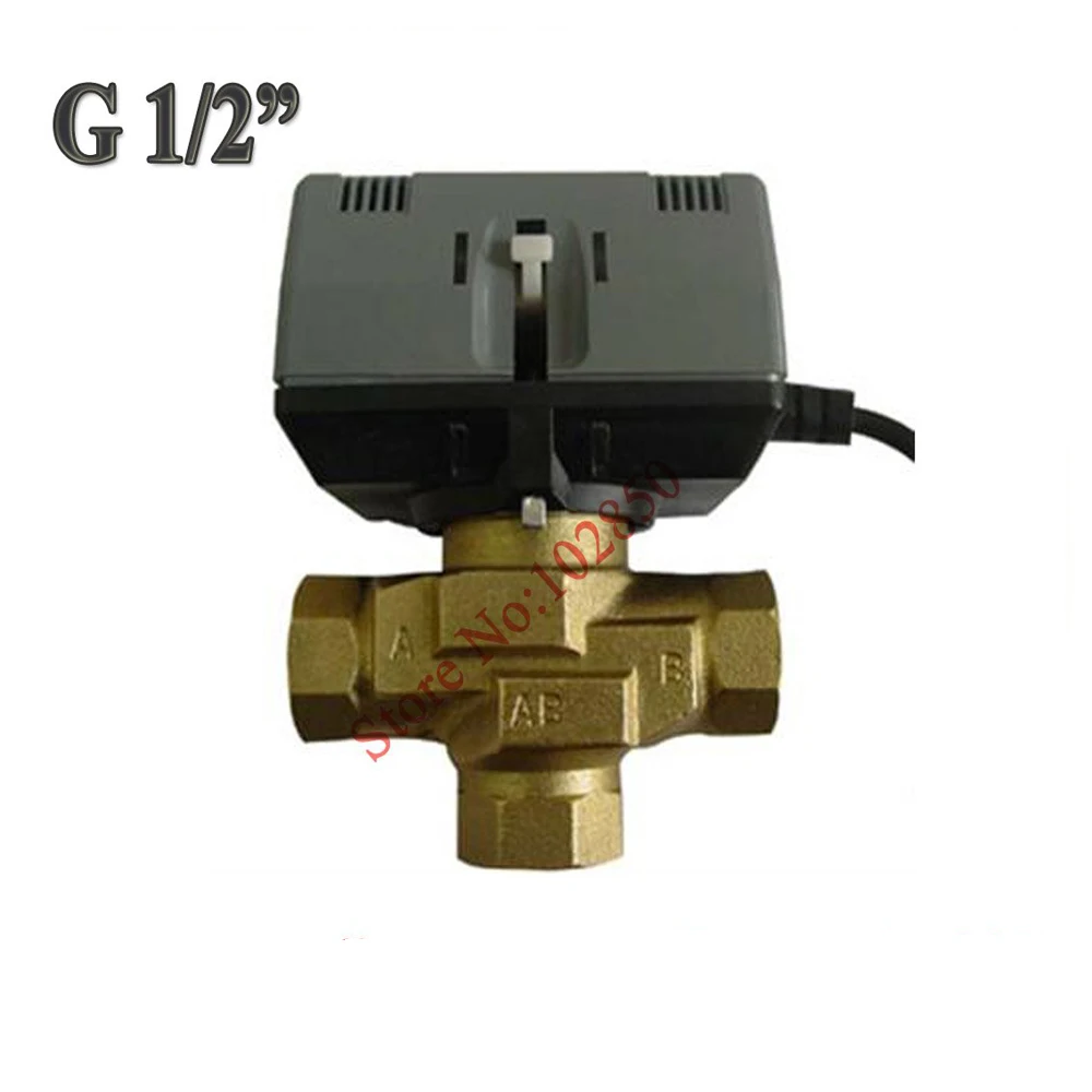 

G1/2" Three-way Brass Electric Valve,220VAC (24V/110V are available),CE 3-way motorized valve