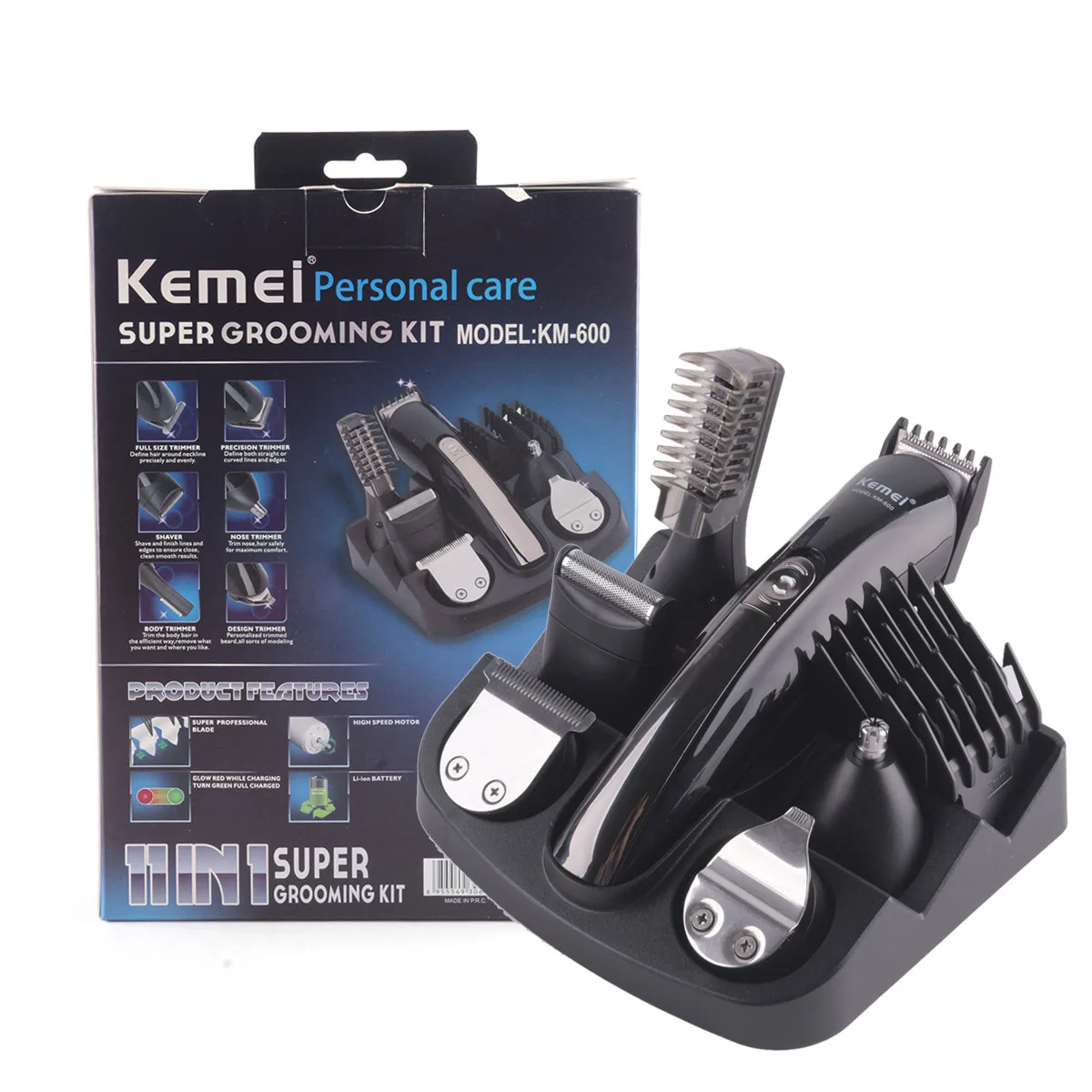 

Kemei 6 in 1 Hair Trimmer Titanium Hair Clipper Electric Shaver Beard Trimmer Men Styling Tools Shaving Machine 100-240v KM-600