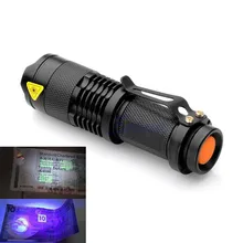 Super Mini 600lm 3 Modes LED UV Flashlight CREE Q5 Waterproof Zoomable LED lantern Torch Light Lamp Uesd By AA Or 14500 Battery