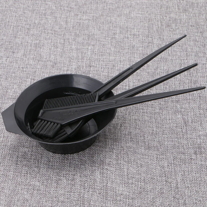 4pcs Hair Dye Colouring Brush Comb Black Plastic Mixing Bowl Barber Salon Tint Hairdressing Color Styling Tools
