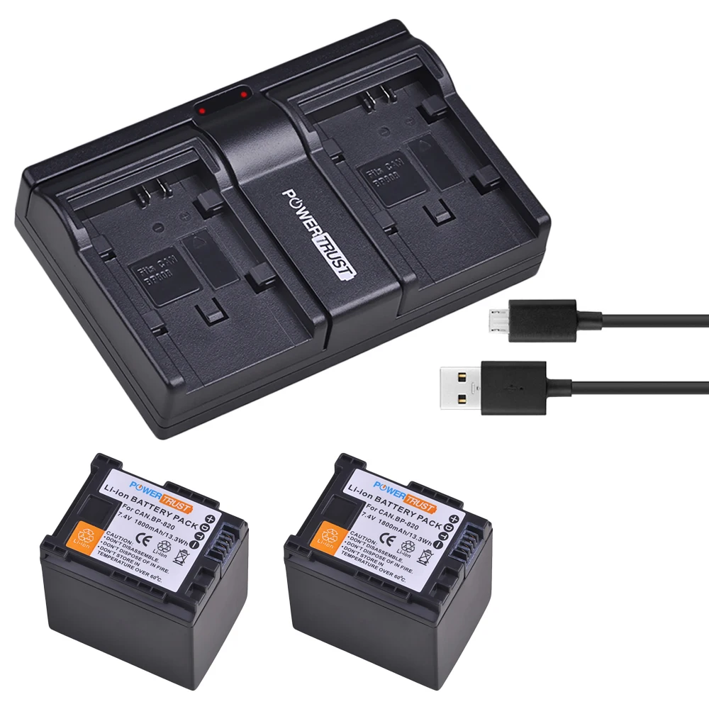 2X1800Mah Bp-820 Bp820 Bp 820 Batteria E Veloce Caricatore Doppio Per Canon Bp-820 E Canon Legria Hf G30, Xa20, Xa25, Xa30